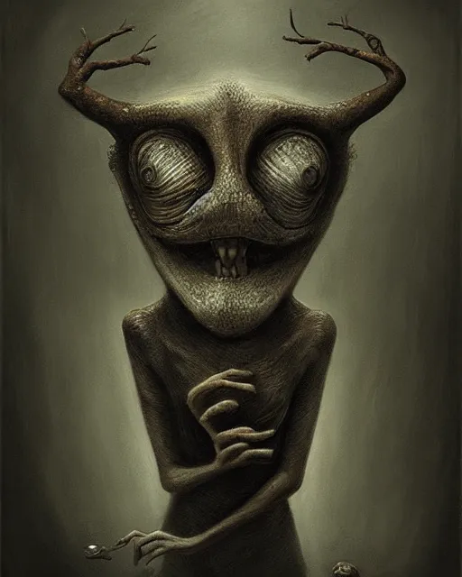 Image similar to a painting of a strange creature by anton semenov