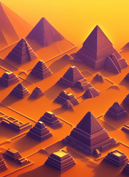 Image similar to a low poly isometric render of futuristic egypt with pyramids in the style of monument valley, intricate, elegant, smooth shading, soft lighting, illustration, simple, solid shapes, by magali villeneuve, jeremy lipkin and michael garmash, rob rey and kentaro miura style, octane render, zaha hadid