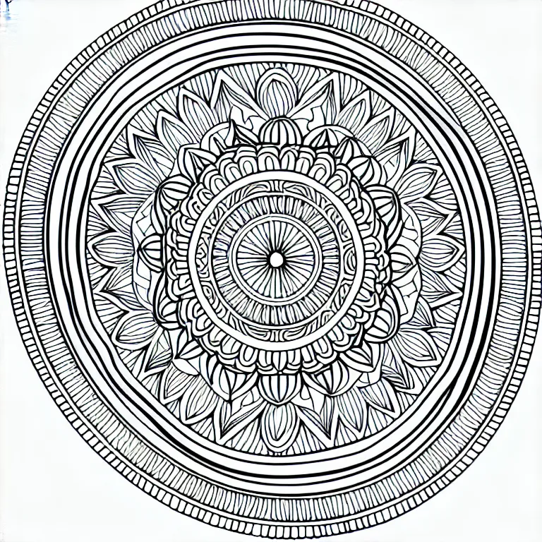 Prompt: Mandala for coloring book, intricate detail, clear, clean lines