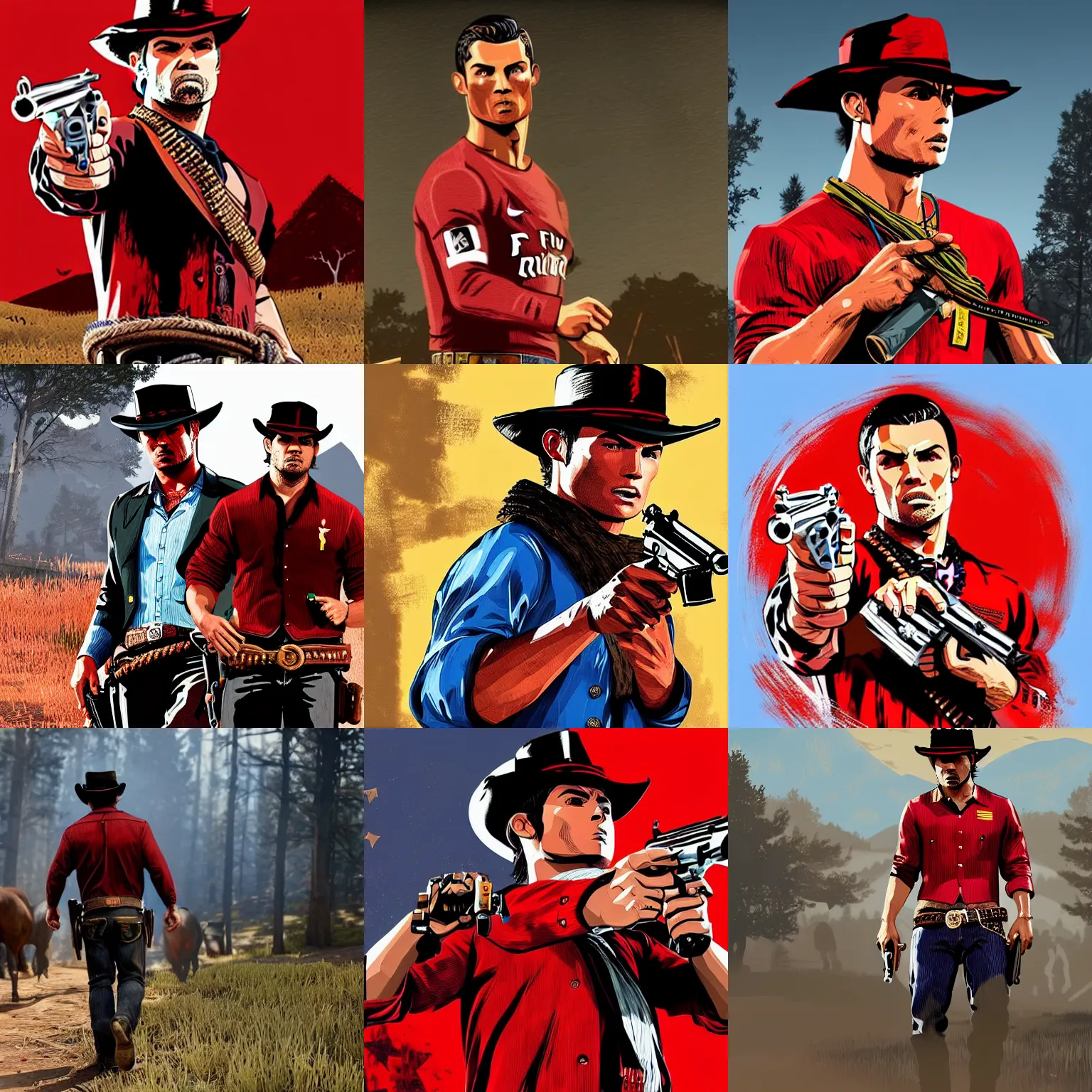 Prompt: Cristiano Ronaldo's Rapper in red dead redemption 2 4K digital art super realistic quality