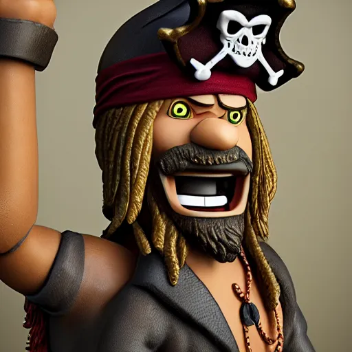 Image similar to shaggy as a pirate, figurine, 8 k, hyperdetalied, studio lighting, cgsociety,