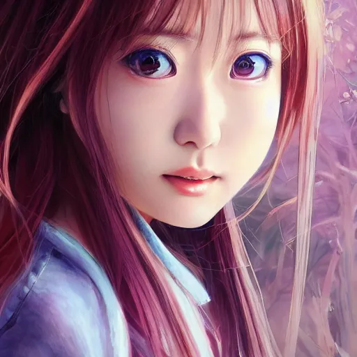 Image similar to dynamic composition, motion, ultra-detailed, incredibly detailed, a lot of details, amazing fine details and brush strokes, gentle palette, smooth, HD semirealistic anime CG concept art digital painting, watercolor oil painting of a young J-Pop idol girl, by a Japanese artist at ArtStation. Realistic artwork of a Japanese videogame, soft and harmonic colors.