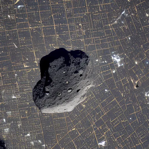 Image similar to asteroid hitting Manhattan, satellite view