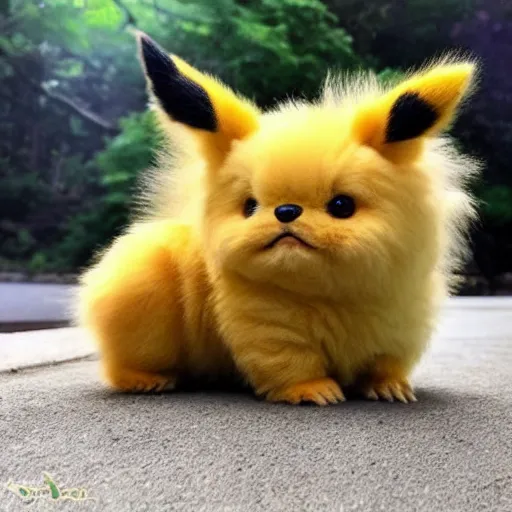 Image similar to real life Pokemon, cute, fluffy, ultra realistic, golden hour