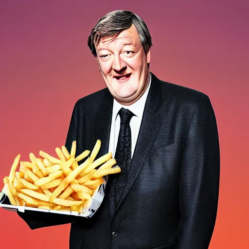 Image similar to ( ( stephen fry ) ) is [ made of ] [ french fries ] hybrid intercross mix