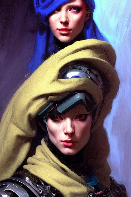 Image similar to character portrait cyberpunk starcraft terran warhammer 4 0 k space marine commmissar ( ( ( ( ( ( ( ( totally definitely not negative no not girl with the pearl earring inspired ) ) ) ) ) ) ), character design, painting by gaston bussiere, katsuya terada, frank frazetta, tom of finland, trending on artstation