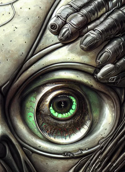 Prompt: cybernetic cyberpunk mf doom reptile eyes, metal skin. intricate, elegant, highly detailed, centered, digital painting, artstation, concept art, smooth, sharp focus, illustration, artgerm, tomasz alen kopera, peter mohrbacher, donato giancola, joseph christian leyendecker, wlop, frank frazetta