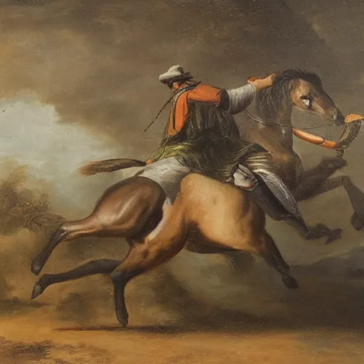 Prompt: a horse fighting a bear