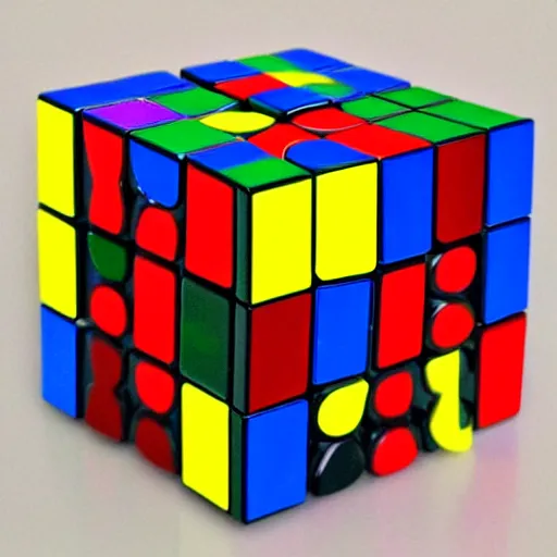 Prompt: rubik's cube in thousands of small puzzle pieces composing a cube,