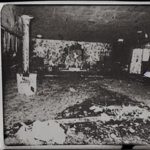 Prompt: creepy occult sacrifice in an abandoned pizza restaurant Polaroid