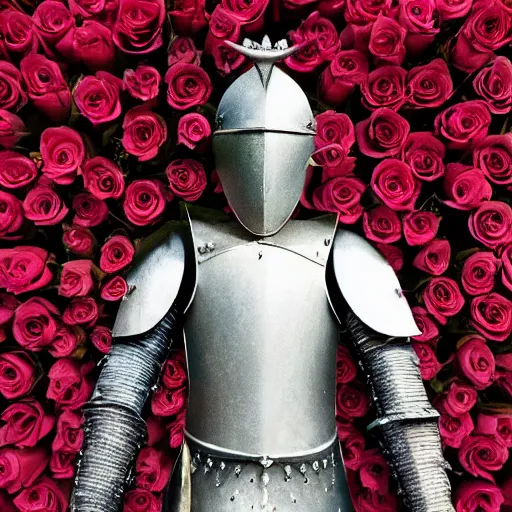 Prompt: a knight made out of roses