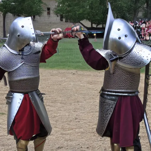 2 medieval knights wearing sunglasses jousting using | Stable Diffusion ...