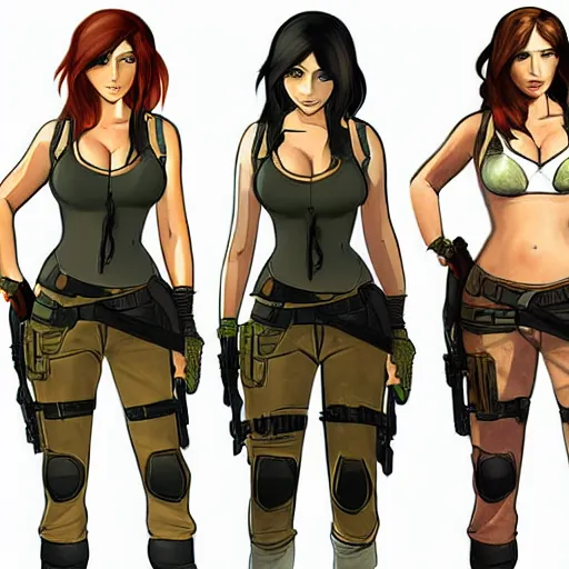 Image similar to concept art illustration of christina hendricks as lara croft anime protagonist