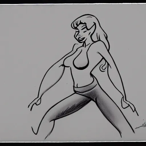 Image similar to milt kahl sketch of thick cuban girl wearing black yoga pants