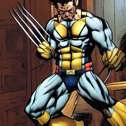 Prompt: photo of wolverine doing late art