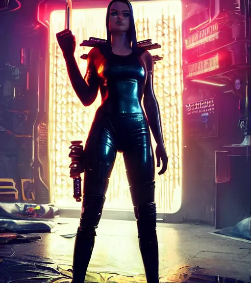 Prompt: cyberpunk 2 0 7 7, charismatic rugged female battle margot robbie - mage portrait, clothed in hooded, metal - plated battle armor atmospheric lighting painted intricate volumetric lighting, beautiful, sharp focus, ultra detailed by leesha hannigan, ross tran, thierry doizon, kai carpenter, ignacio fernandez rios