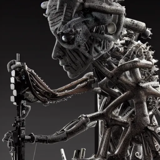 Prompt: a frankenstein monster made out of mechanical parts, 8 k, shallow depth of field, 8 k, ultra high detail, concept art,