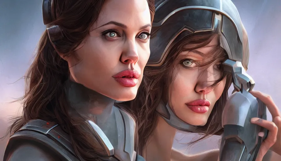 Image similar to Angelina Jolie is Athena, hyperdetailed, artstation, cgsociety, 8k