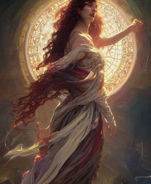 Image similar to a whirlwind of souls rushing inside the metaverse, half body, glowin eyes, d & d, fantasy, intricate, elegant, highly detailed, colorful, vivid color, digital painting, artstation, concept art, art by artgerm and greg rutkowski and alphonse mucha and ruan jia