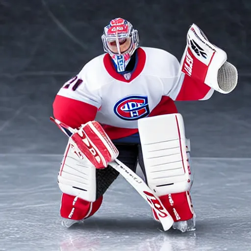Image similar to high quality portrait flat matte painting of cute Carey Price Goaltender in the style of nendoroid and manga NARUTO, number 31 on jersey, flat anime style, thick painting, medium close-up
