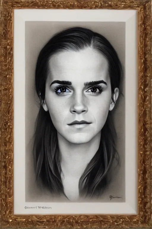 Prompt: ultra realistic emma watson face portrait in the style of grant wood