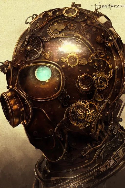 Image similar to steampunk helmet fantasy art mask robot ninja stylized digital illustration sharp focus, elegant intricate digital painting artstation concept art global illumination ray tracing advanced technology chaykin howard and campionpascale and cooke darwyn and davis jack