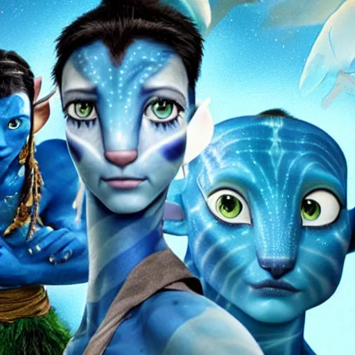 Prompt: still of avatar movie but with smurfs