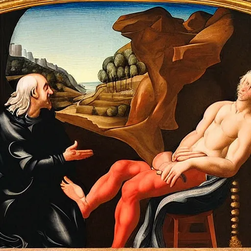 Image similar to creation of adam with boris johnson, renaisance style