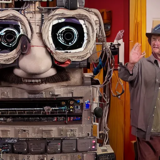 Prompt: animatronic Bill Murray, exposed circuitry, photo, Stan Winston studios, detailed, 4k