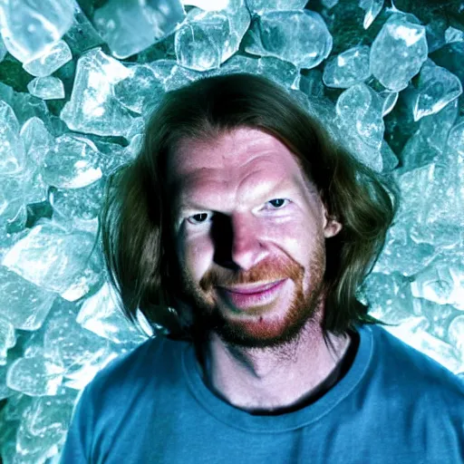 Prompt: Aphex Twin in a crystal cave, photo, 4k