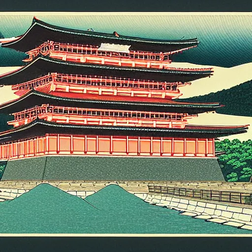 Prompt: the Imperial Palace,Hasui Kawase