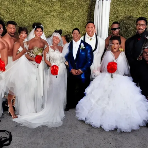 Prompt: Dwayne Johnson marrying Hulk Hogan, wedding day, 4k