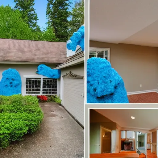 Image similar to real estate photos of a home that has a really bad smurf infestation.