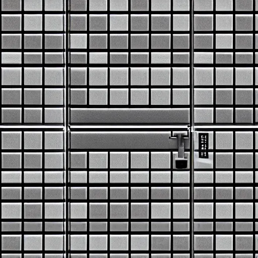 Prompt: 4 k large tiled retrofuturism brutalist door white black seamless texture, material, hip modern design, flat, pbr, hi - res