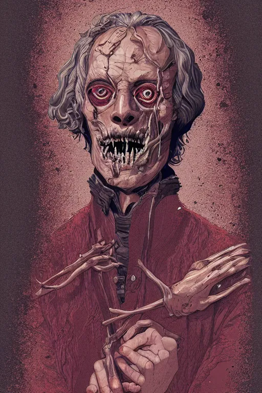 Image similar to quaker oates man in sleepy hollow, full body, big two toned eyes, teeth gritted, horror, intricate details, cinematic, epic, realistic, anatomy, tomer hanuka, uplight, artstation, photorealistic, scary