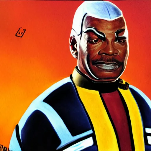 Image similar to commander laforge from star trek the next generation. realistic concept art painting,