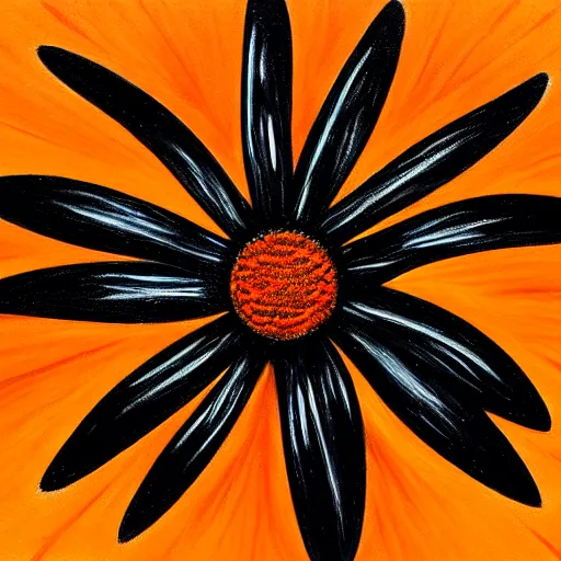 Prompt: black daisy with an orange center, logo, intricate oil painting, high detail illustration, sharp high detail, manga and anime