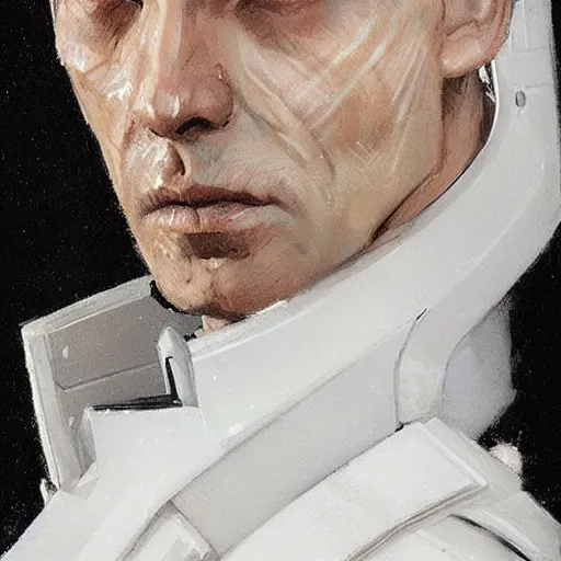 Image similar to portrait of a man by greg rutkowski, great admiral thrawn from star wars, blue skin, short black hair in military style, tall, star wars expanded, universe, he is about 5 0 years old, wearing white colored imperial admiral uniform, artstation hq