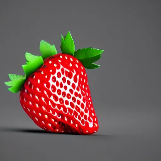 Image similar to a geometric low poly strawberry, by mark li