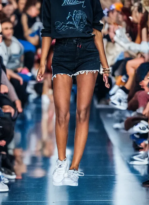 Image similar to hyperrealistic and heavy detailed air jordan runway show of lisa simpson, leica sl 2 5 0 mm, vivid color, high quality, high textured, real life