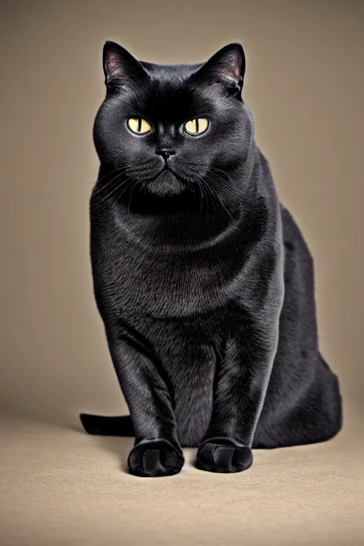 Image similar to studio photo of a black british shorthair cat