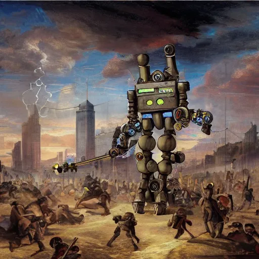 Image similar to the robot uprising, encyclopedic, New renaissance concept art