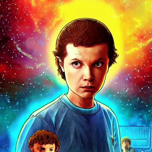 eleven from stranger things in anime style by moebius | Stable ...