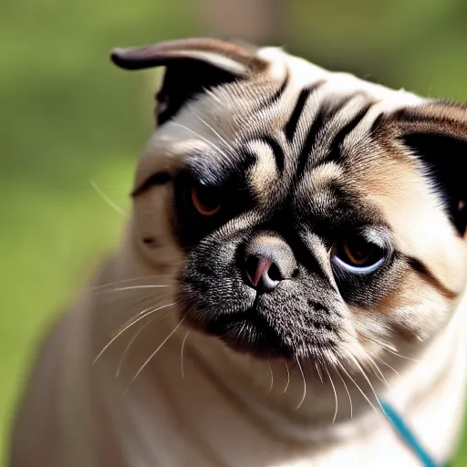 Image similar to a feline cat - pug - hybrid, felidae animal photography