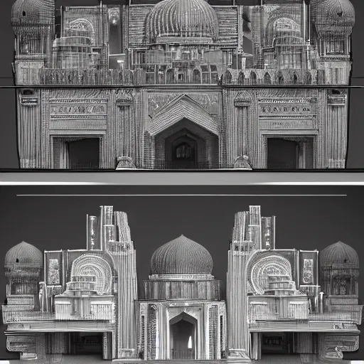 Image similar to epic modern building in style of persian monuments, 4k, hyperdetailed, trending on artstation, beautiful