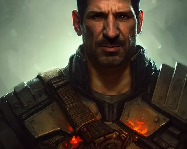 Prompt: a gaming screenshot still portrait of the punisher, deep focus, d & d, fantasy, intricate, elegant, highly detailed, digital painting, artstation, concept art, matte, sharp focus, illustration, dark fantasy style art, hearthstone, fire atmosphere, art by artgerm and greg rutkowski and alphonse mucha