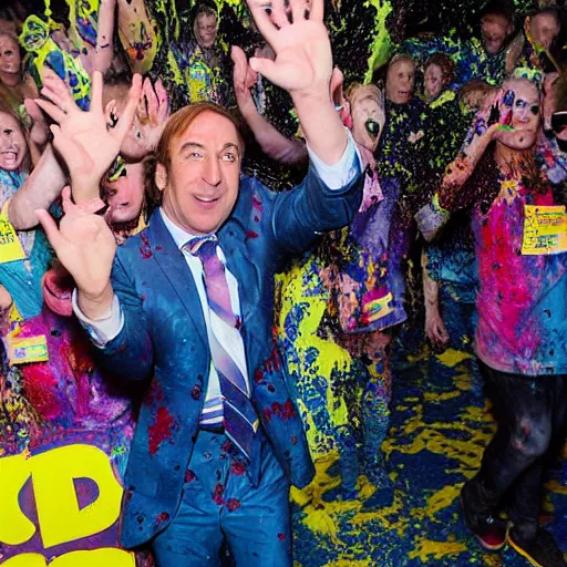 Prompt: Saul Goodman!, covered in slime!!, ((at the Kid Choice Awards)) , professional photography