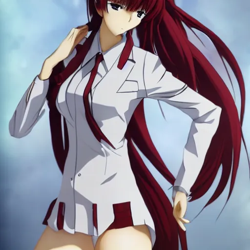 Prompt: makise kurisu full body