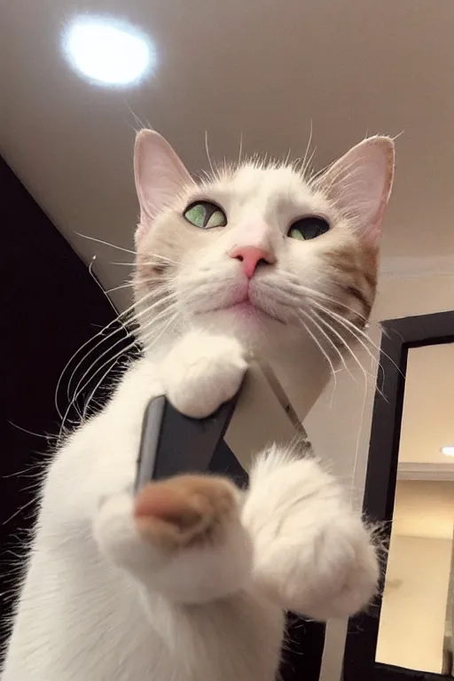 Image similar to cat taking a selfie