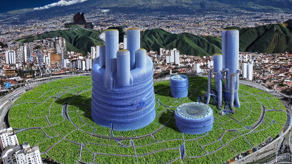 Image similar to Nucleur Reactor integrated with nature and City Quito, Ecuador; by Vincent Callebaut; 4K, 12K